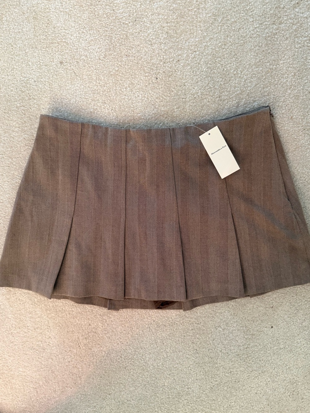 Abercrombie & Fitch Pleated Mini Skort Brown Taupe Herringbone Size M - Picture 3 of 7